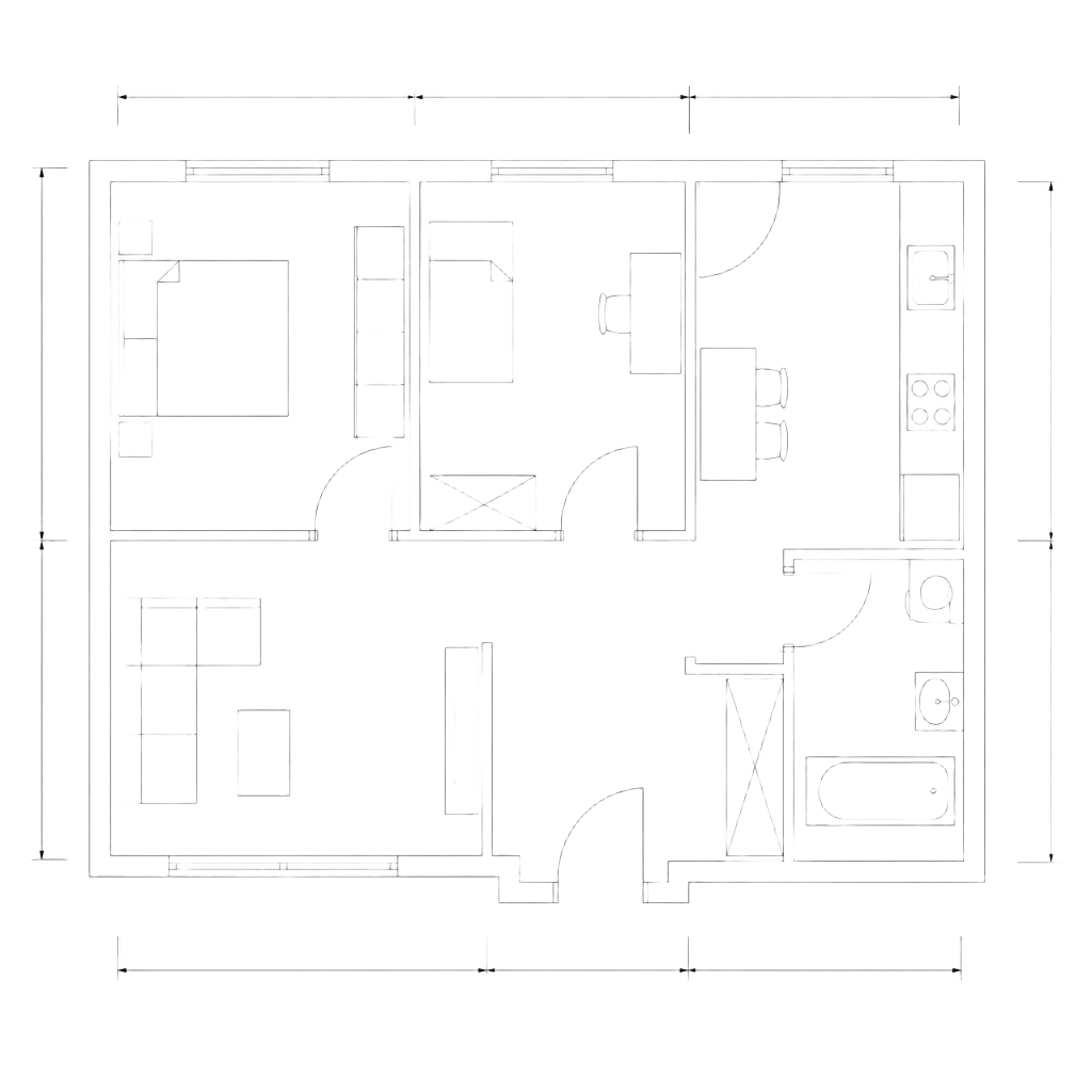 Plan arhitectural apartament 3 camere