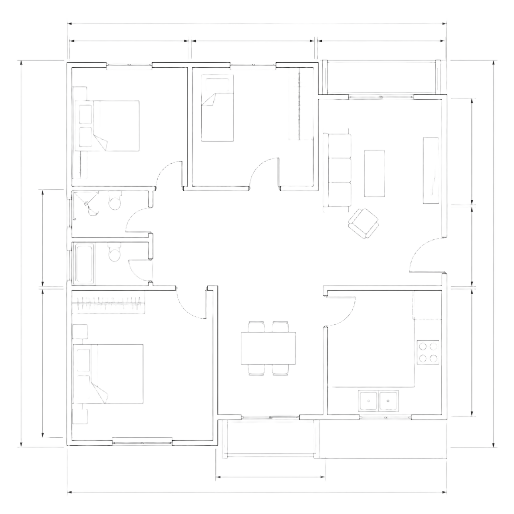 Plan arhitectural apartament 4 camere